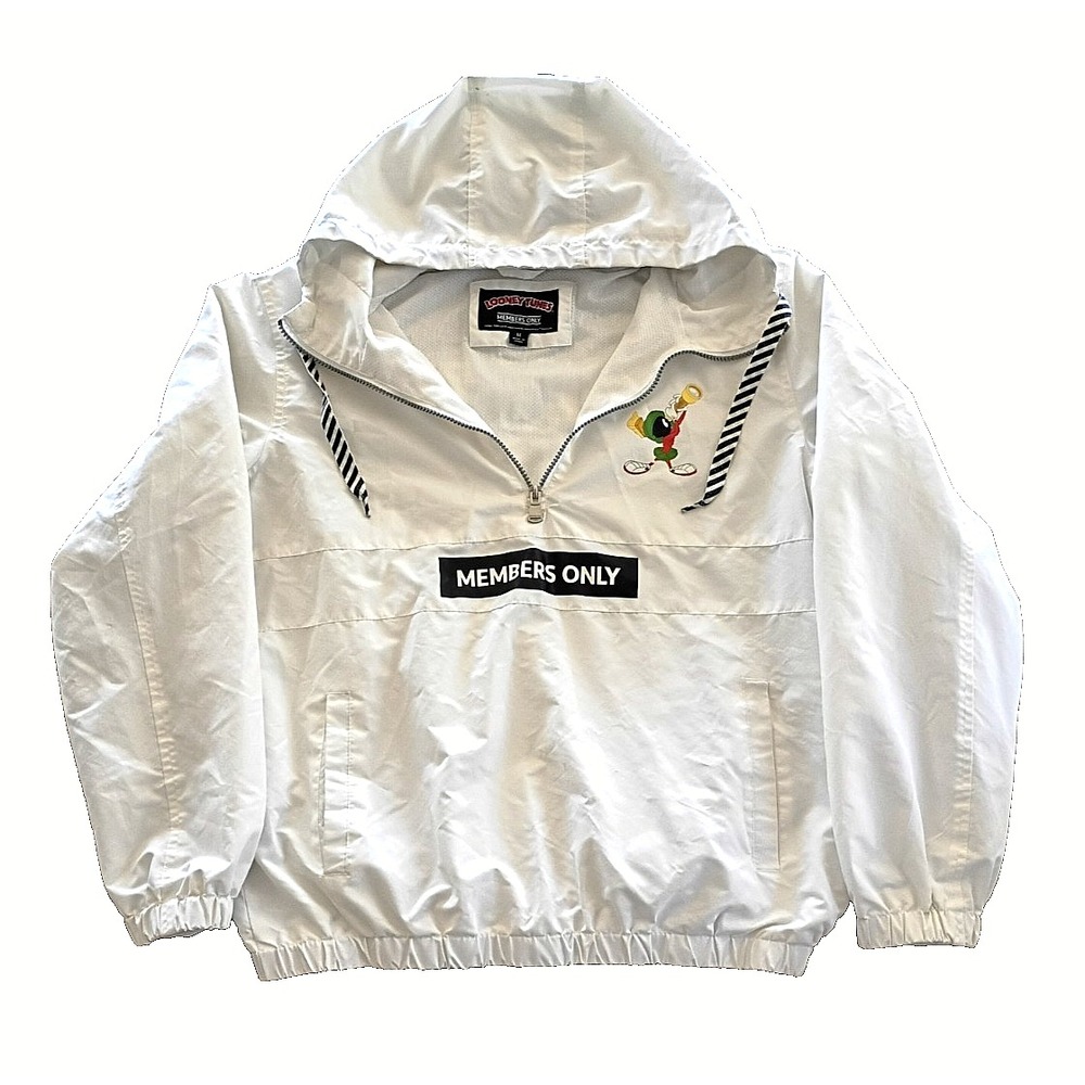 Rare Members Only x Looney Tunes White Light Weight Windbreaker Size Medium